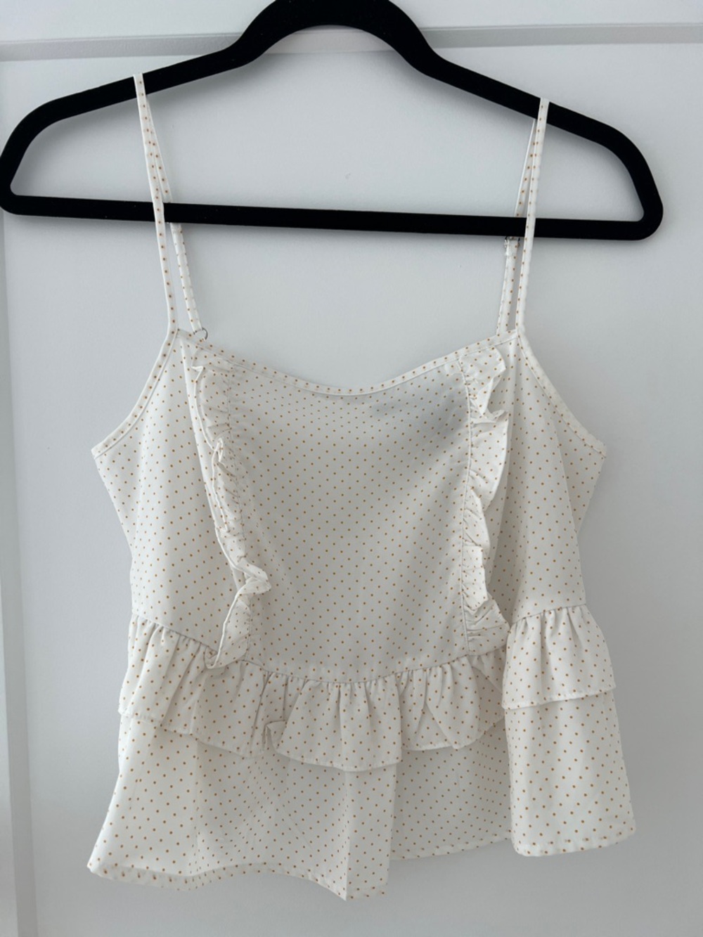 Forever 21 Cream Polka Dot Ruffle Cami